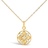 10K Yellow Gold 1/5 Cttw Diamond Openwork Medallion Pendant Necklace