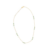 14K Yellow Gold Emerald and 1/2 Cttw Diamond Station Necklace