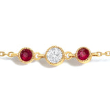 14K Yellow Gold Ruby and 1/2 Cttw Diamond Station Necklace