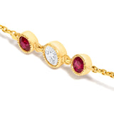 14K Yellow Gold Ruby and 1/2 Cttw Diamond Station Necklace