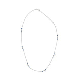 14K White Gold Sapphire and 1/2 Cttw Diamond Station Necklace