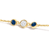 14K Yellow Gold Sapphire and 1/2 Cttw Diamond Station Necklace