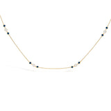 14K Yellow Gold Sapphire and 1/2 Cttw Diamond Station Necklace