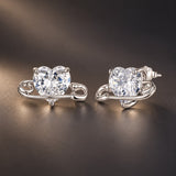 925 Sterling Silver White Gold Plated CZ Pavé 1.0x1.7cm Earrings for Women
