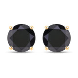 4.30 Carat Genuine Black Diamond 14K Yellow Gold Earrings