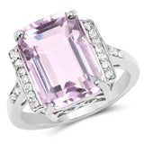 6.33 Carat Genuine Amethyst & White Topaz .925 Sterling Silver Ring