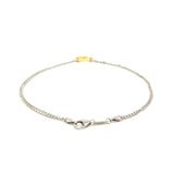 14k Yellow Gold and Sterling Silver Anklet with a Single Open Heart Station