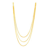 14k Yellow Gold Three Strand Herringbone Chain Necklace