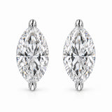 14K White Gold 1/4 Cttw Lab Grown Marquise Diamond Solitaire Stud Earrings
