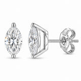14K White Gold 1/4 Cttw Lab Grown Marquise Diamond Solitaire Stud Earrings