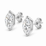 14K White Gold 1/4 Cttw Lab Grown Marquise Diamond Solitaire Stud Earrings