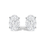 14K White Gold 1.00 Cttw Lab Grown Oval Solitaire Diamond Stud Earrings