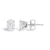 14K White Gold 1.00 Cttw Lab Grown Oval Solitaire Diamond Stud Earrings