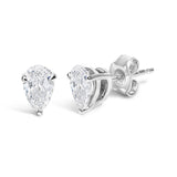 14K White Gold 1.00 Cttw Lab Grown Pear Shaped Solitaire Diamond Stud Earrings