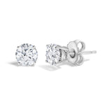 14K White Gold 1/2 Cttw Round Lab Grown Diamond Solitaire Stud Earrings with Push Backs