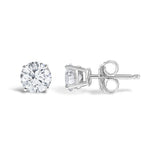 14K White Gold 1/2 Cttw Round Lab Grown Diamond Solitaire Stud Earrings with Push Backs