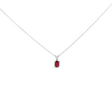14K White Gold 6x4MM Oval Shaped Purple Amethyst Solitaire Pendant Necklace