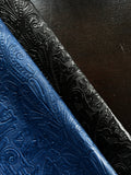 Royal Blue Large Floral Embossed Cowhide