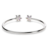 .925 Sterling Silver Ruby with Diamond Accent Floral Flexy Open Bangle Bracelet