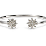 .925 Sterling Silver Diamond Accent Star Flexy Open Bangle Bracelet
