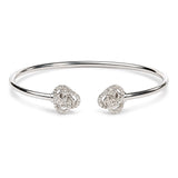 .925 Sterling Silver Diamond Accent Love Knot Flexy Open Bangle Bracelet