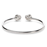 .925 Sterling Silver Diamond Accent Love Knot Flexy Open Bangle Bracelet
