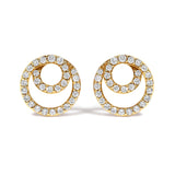 14K Yellow Gold 3/8 Cttw Diamond Double Circle Stud Earrings