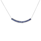 .925 Sterling Silver Diamond Accent and Round Blue Sapphire Gemstone Necklace