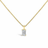14K White Gold 3/4 Cttw Lab Grown Emerald Cut Solitaire Diamond Pendant Necklace