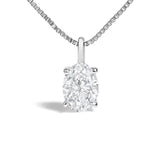 14K White Gold 1.00 Cttw Lab Grown Oval Solitaire Diamond Pendant Necklace