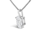 14K White Gold 1.00 Cttw Lab Grown Oval Solitaire Diamond Pendant Necklace