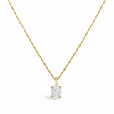 14K White Gold 1.00 Cttw Lab Grown Oval Solitaire Diamond Pendant Necklace
