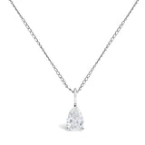 14K White Gold 3/4 Cttw Lab Grown Pear Diamond Solitaire Pendant Necklace