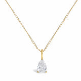 14K White Gold 3/4 Cttw Lab Grown Pear Diamond Solitaire Pendant Necklace