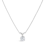 14K White Gold 1.00 Cttw Lab Grown Diamond Round Solitaire Pendant Necklace