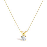 14K White Gold 1.00 Cttw Lab Grown Diamond Round Solitaire Pendant Necklace