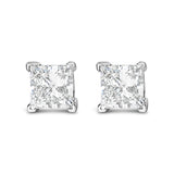 14K White Gold 1.0 Cttw Princess Cut Lab Grown Diamond Solitaire Stud Earrings (F-G Color, VS2-SI1 Clarity)