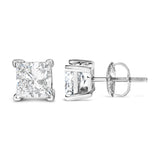14K White Gold 1.0 Cttw Princess Cut Lab Grown Diamond Solitaire Stud Earrings (F-G Color, VS2-SI1 Clarity)