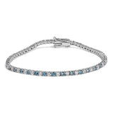 14K White Gold 4.0 Cttw Alternating White and Blue Lab Grown Diamond Tennis Bracelet - 7" inches