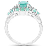2.13 Carat Genuine Emerald .925 Sterling Silver Ring