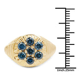 14K Yellow Gold Plated 1.40 Carat Genuine Blue Diamond .925 Sterling Silver Ring