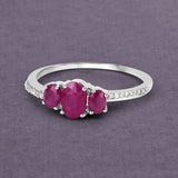1.02 Carat Genuine Ruby and White Diamond 14K White Gold Ring