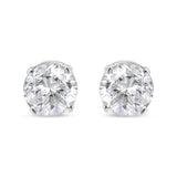 AGS Certified 14K White Gold 1.0 Cttw 4-Prong Set Brilliant Round-Cut Solitaire Diamond Push Back Stud Earrings (E-F Color, SI2-I1 Clarity)