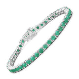 7.48 Carat Genuine Emerald .925 Sterling Silver Bracelet