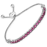 2.41 Carat Genuine Rhodolite and White Zircon .925 Sterling Silver Bracelet