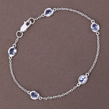 1.65 Carat Genuine Tanzanite .925 Sterling Silver Bracelet