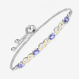 1.79 Carat Genuine Tanzanite and White Topaz .925 Sterling Silver Bracelet