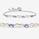1.79 Carat Genuine Tanzanite and White Topaz .925 Sterling Silver Bracelet