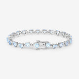 11.62 Carat Genuine Blue Topaz and White Diamond .925 Sterling Silver Bracelet