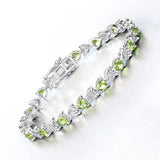 6.74 Carat Genuine Peridot and White Diamond .925 Sterling Silver Bracelet